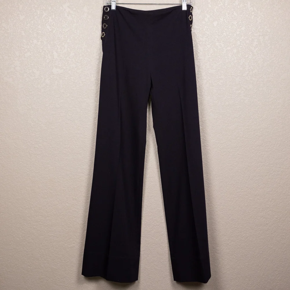 Vintage Free People black wide leg nautical trousers-S